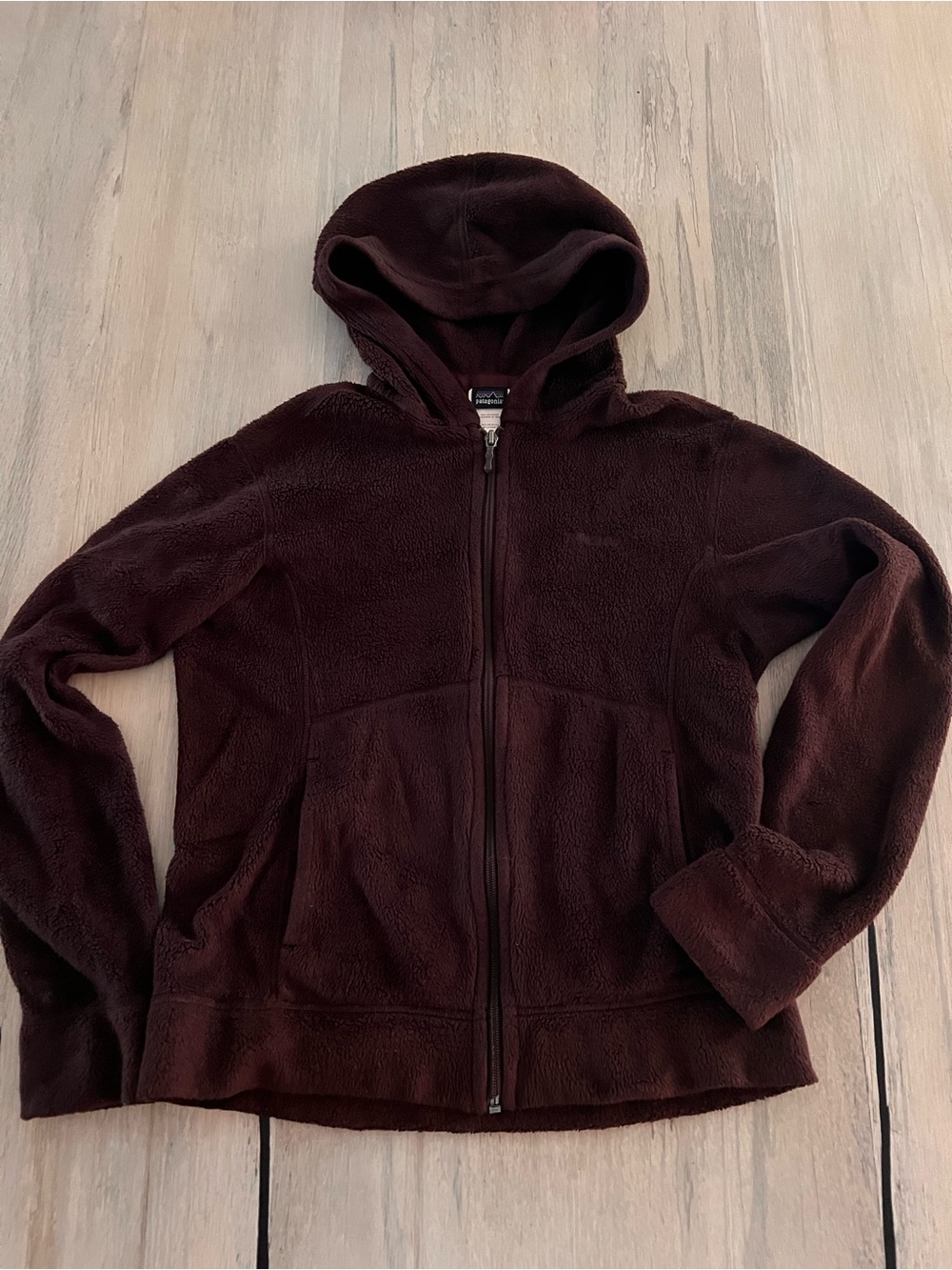 Patagonia Plush Synchilla Hoodie Jacket Sz S Brown Full Zip Fleece Pockets